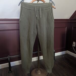 SER.O.YA Olive Green Knit Cotton Distressed Jogger Sweatpants Small